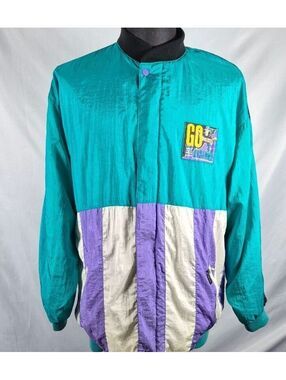 Vintage Members Only 90s Teal Purple Colorblock Windbreaker XL